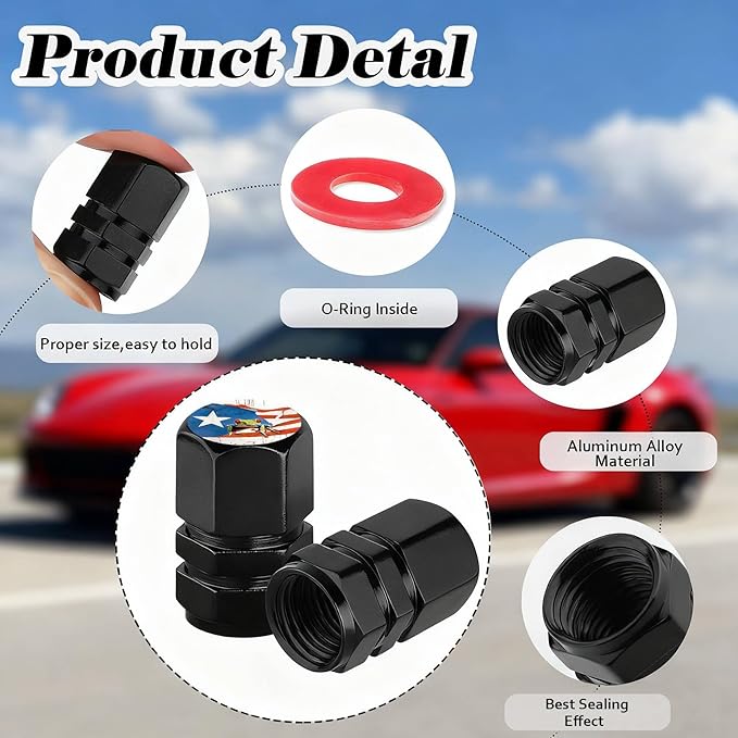 4Pack Tire Valve Stem Caps Glowing Dragon Car Accessories Decor, Tire Air Cap Valve Stem Covers, for Cars Trucks, Bikes, SUV, Motorcycle, Bike More Glowing Dragon Gifts for Men Women