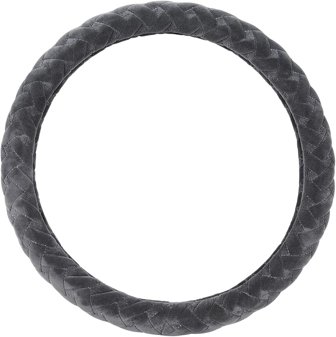Flying Banner car Steering Wheel Cover Massage Velvet Warm Universal Size 15 inches SUV Truck Anti Slip Odorless Summer Winter (Gray, Velvet Massage)