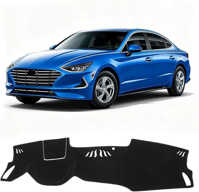 KUST Car Dash Cover for Hyundai Sonata 2020-2023 (Only fits for 8.0-inch Touch Screen Dashboard) Polyester Dashboard Cover Non-Slip Interior Accessories for Sonata Custom Fit Dash Mat No Glare Black
