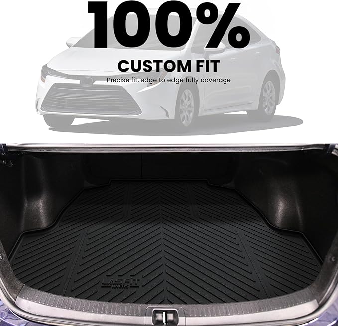 LASFIT Trunk Mat for Toyota Corolla 2020-2026,All Weather Cargo Mat Custom Fit TPE Cargo Liner for Corolla Front and Rear Trunk Liner, Black