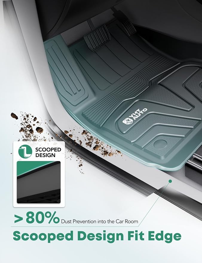 YHTAUTO for Tesla Model 3 Floor Mats 2020 2019 2018 2017 (Before June 2020), All Weather TPE Car Mats, Front Rear Trunk Mat Cargo Liner Storage Mat, Anti-Slip Waterproof Odorless