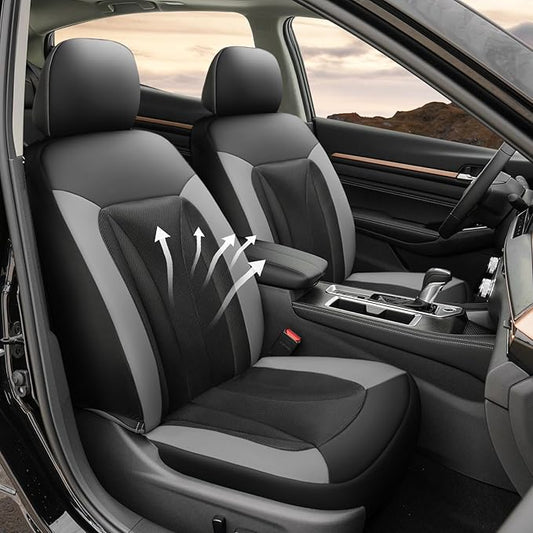 GIANT PANDA Front Seat Cover for Nissan, 3D Air Mesh Car Seat Covers Custom Fit Nissan Rogue Altima Sentra Versa Kicks Frontier Murano Pathfinder Maxima (Grey 2-Pack)