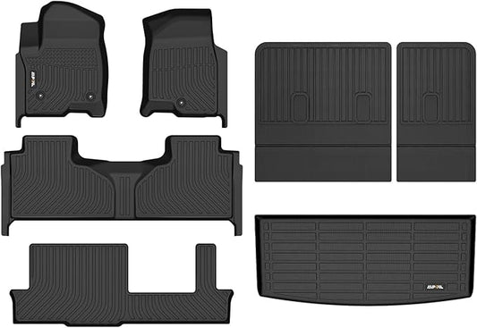 AIPOIL® Floor Mats & Cargo Liner & Seatback Cargo Set for 2021-2024 2025 Chevrolet Chevy Tahoe & GMC Yukon (8 Seater) (Not fit XL) All Weather Protection TPE Car Full Set Car Mats Accessories -Black