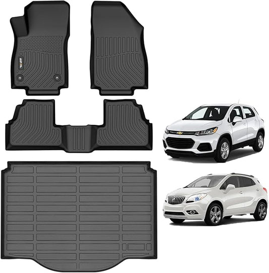 AIPOIL® Floor Mats & Cargo Liner Set for Chevrolet Trax 2014-2023 & Buick Encore 2013-2023 (Not fit Encore GX) 丨TPE All Weather Protection Anti-Slip Automotive Floor Liners, Black
