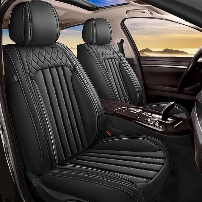 Seat Covers Fit for Toyota Highlander: 2007-2024 2025, Full Set Waterproof Leather Car Seat Cushion Luxury Automotive Protector Easy to Install(5 Seats, Black)