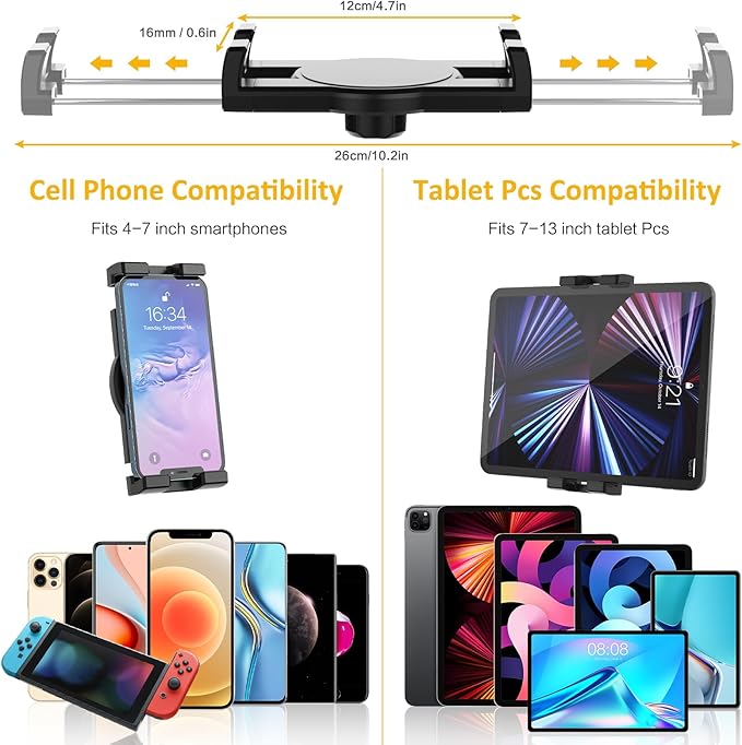 Suction Car Tablet Mount Heavy Duty, Truck Windshield Window Dashboard Tablet Holder [Strong Suction & Flexible] for iPad Pro Air Mini, Galaxy Tab, iPhone, 4-12.9" Phones & Tablets