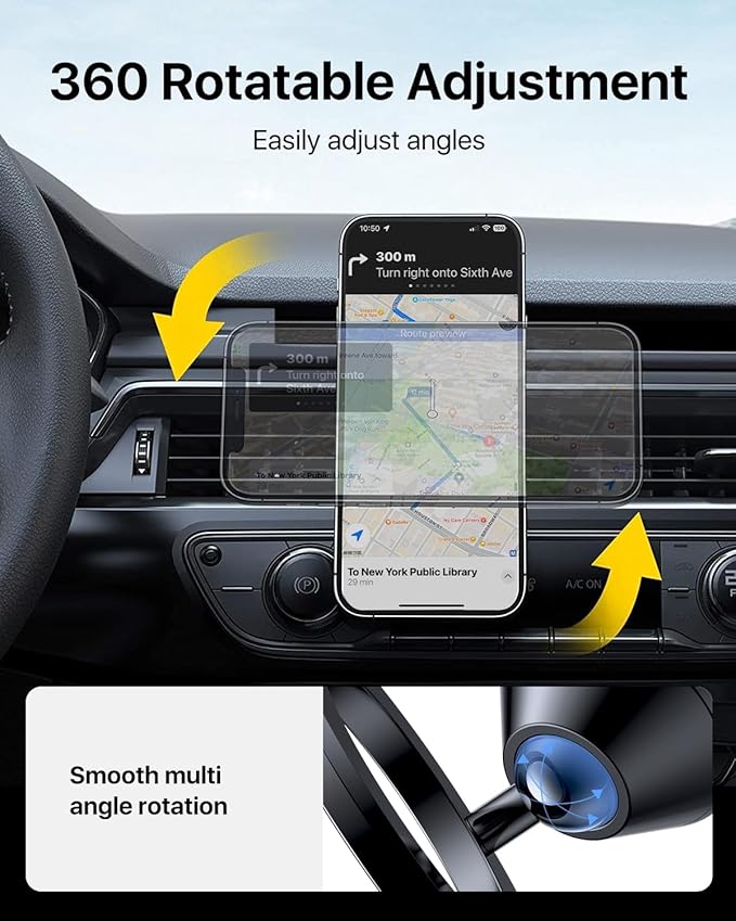 andobil for Magsafe Car Mount [Strongest Magnet, Easy Install] All Metal Magnetic Car Phone Holder for iPhone 17/16/15/14/13 Pro Max, 360° Air Vent Cell Phone Holder Car for Samsung Galaxy S25/S24