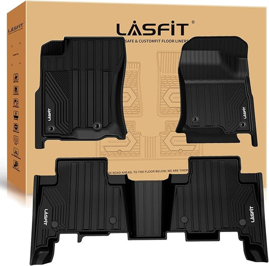 LASFIT Floor Mats for Toyota 4Runner 2013-2024 & for Lexus GX460 2014-2023, All Weather TPE Mats Floor Liner for Toyota 4 Runner (Fit 7 Seats & 5 Seats) 1st & 2nd Row Car Mats, Black