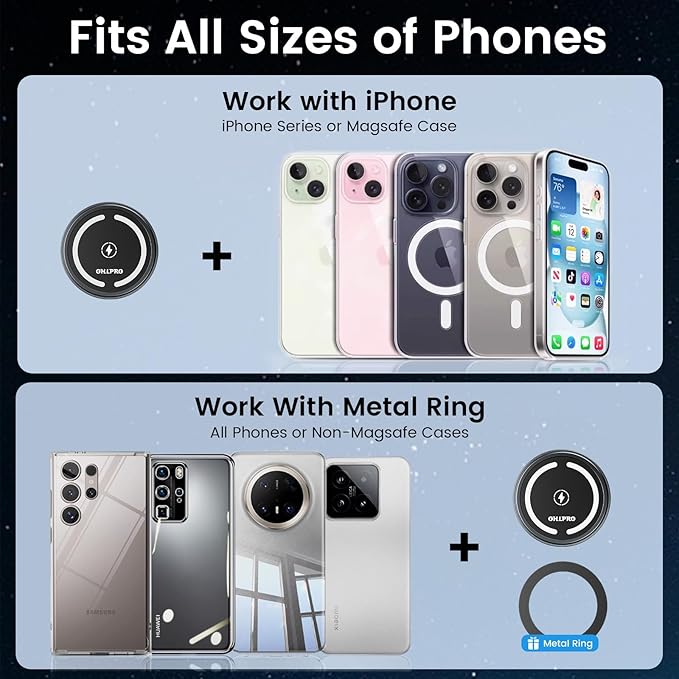 OHLPRO for iPhone 17 Pro Max MagSafe Car Charger Cup Holder Mount, 15W Fast Wireless Magnetic Charging Phone Holder for iPhone 16 15 14 13 Series, Adjustable Car Mount with Large Cup Base, Gray