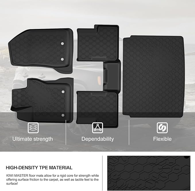 KIWI MASTER Floor Mats & Cargo Mat for 2015-2023 Jeep Renegade OEM Replacement 82214194 82214195 Front Rear 2 Row Trunk Tray All Weather Slush Mat Liners Black