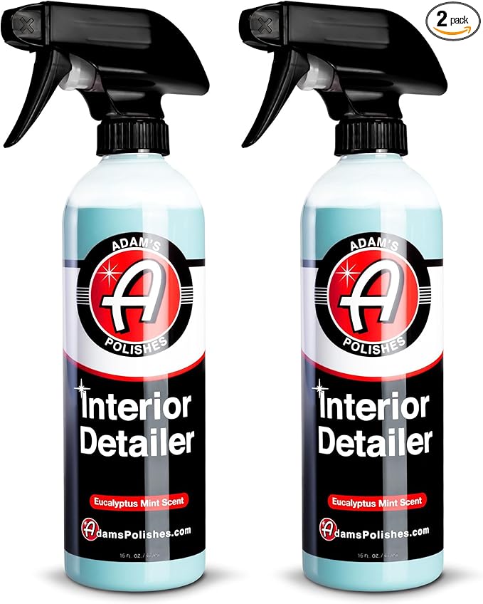 Adam's Polishes Interior Detailer 16 fl. oz - Total Car Cleaner, Protectant & Dressing | All Purpose Leather Conditioner | Vinyl, Dashboard, Screen, Seat Cleaner & More - Pack of 2
