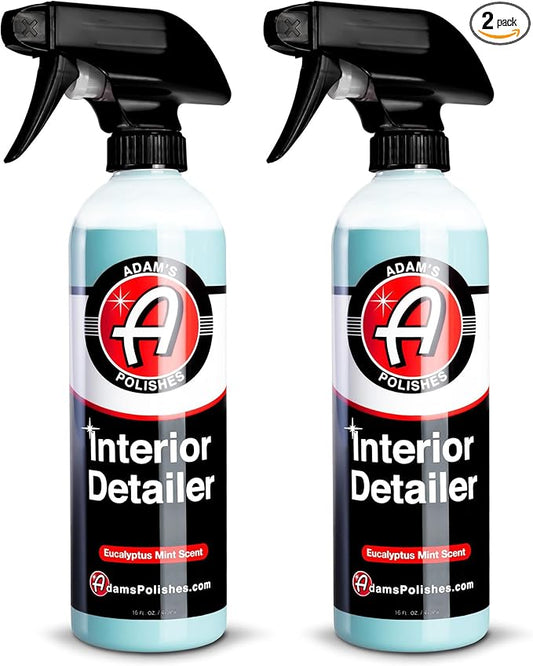 Adam's Polishes Interior Detailer 16 fl. oz - Total Car Cleaner, Protectant & Dressing | All Purpose Leather Conditioner | Vinyl, Dashboard, Screen, Seat Cleaner & More - Pack of 2
