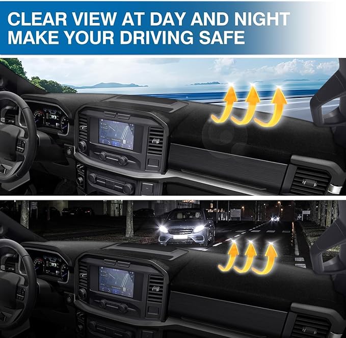 KUST Car Dash Cover for Ford F150 F-150 2021 2022 2023 2024 2025 2026 Polyester Dashboard Cover Non-Slip Center Console Dash Cover Dashboard Mat Sunshade No Glare Black