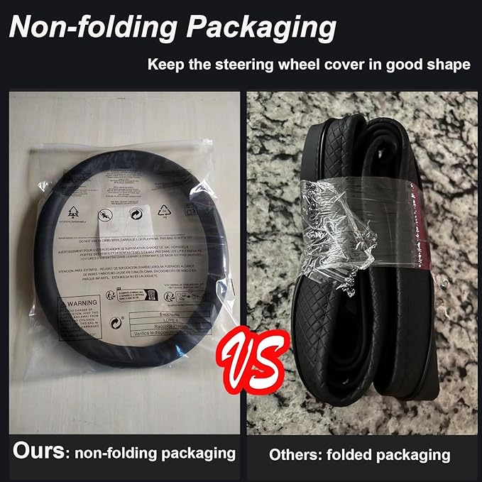 Steering Wheel Cover Standard Size 14.5-15 inch, Non-Slip Car Wheel Cover Protector, Breathable Microfiber Leather, Black