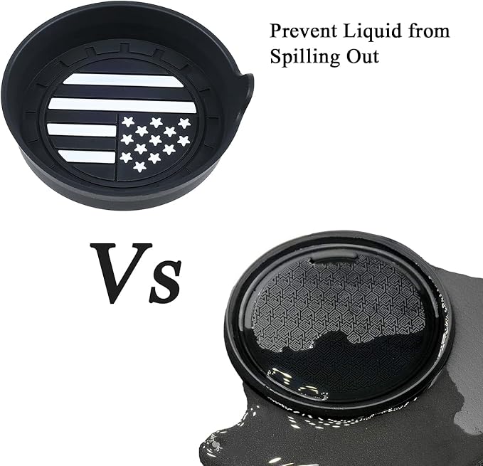 Amooca Car Cup Coaster Universal Non-Slip Silicone Cup Holder Insert Car Interior Accessories for Drink American Flag US Flag 2 Pack Black