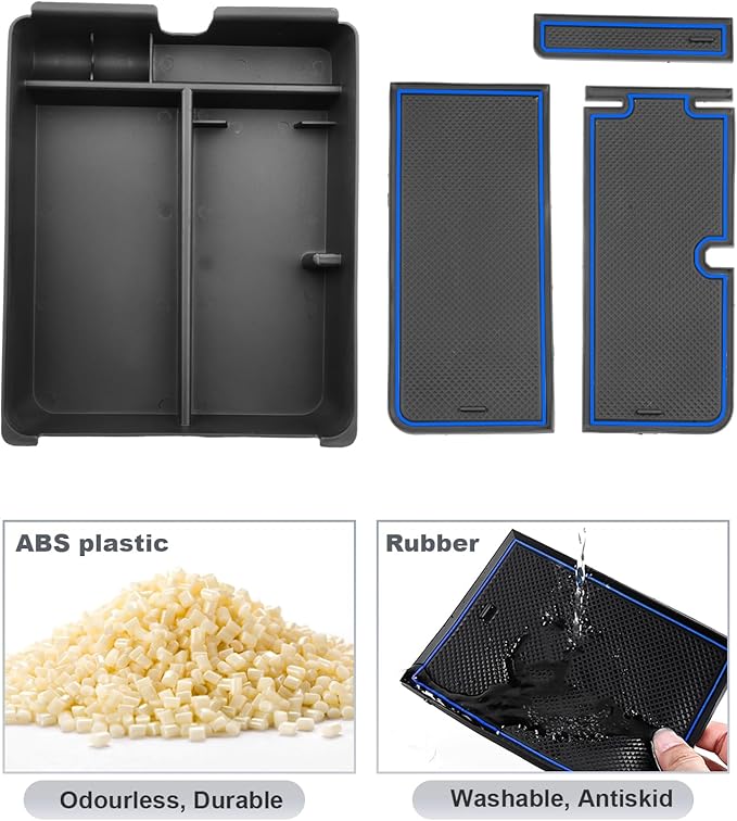 SKTU for 2023 2024 2025 Honda Pilot Center Console Organizer 2023-2025 Pilot / 2024-2026 Passport Armrest Tray 2025 2026 Passport Console Tray 2024 2025 Pilot Accessories with Sunglasses Holder (Blue)