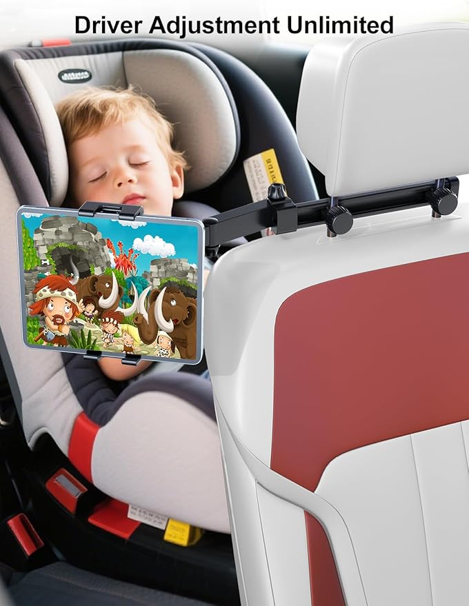 PLDHPRO Tablet Holder for Car Headrest Mount iPad Backseat Foldable Back Seat Stand Compatible 5.1-15.6'' Phones Tablets, Road Travel Essentials for Kids Accessories