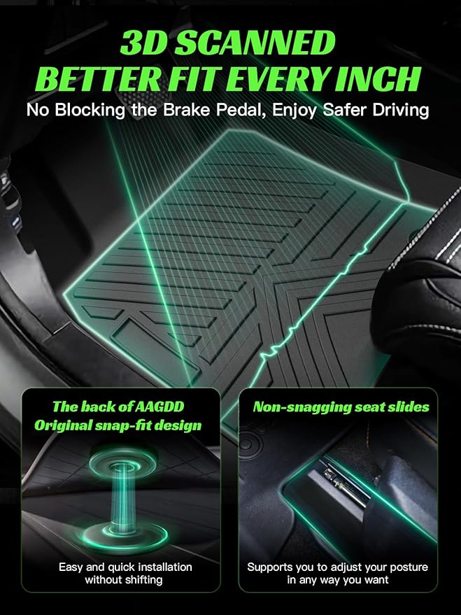 TPE All-Weather Floor Mats for Nissan Altima 2019-2024 2025 | Custom Fit Heavy Duty Truck Floor Liners | Front & Rear Row Protection | Durable, Odorless, Easy to Clean (3-Piece Set, Black)