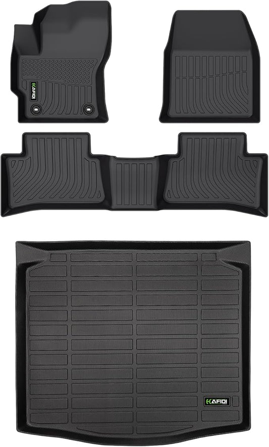 All Weather Car Floor Mats & Cargo Liner for Corolla Cross 2022-2024 (FWD Only) Custom Fit Full Set Accessories - Black(Not for Hybrid)