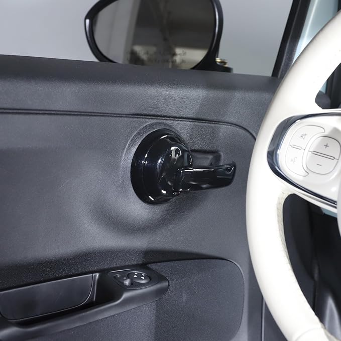 4PCS Inner Door Handles Cover Trim Compatible with Fiat 500/500 Abarth 2010-2024 Car Inner Door Handles Cover Protector Trim ABS Interior Decorative Cover Trim Sticker (Glossy Black)