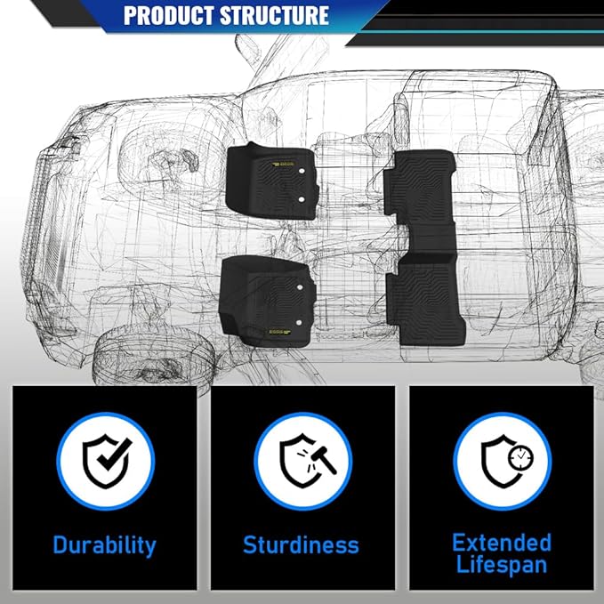 DOTCOM TPE Floor Mats Compatible with Honda Civic 2022-2025/Acura Integra 2023-2025, for Rear Seats W/O USB Ports, All Weather Full Cover Protection 1st & 2nd Row,alfombras para carro 3PCS