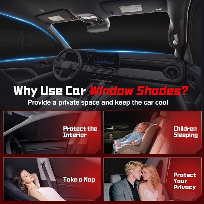 ARISMOTOR Car Window Shades for Mazda CX-50 CX50 2023-2026, Custom Fit Foldable Side Rear Windshield Sunshade Sun UV Rays & Privacy Curtains Protection for Camping, Napping, Relaxing, of 8