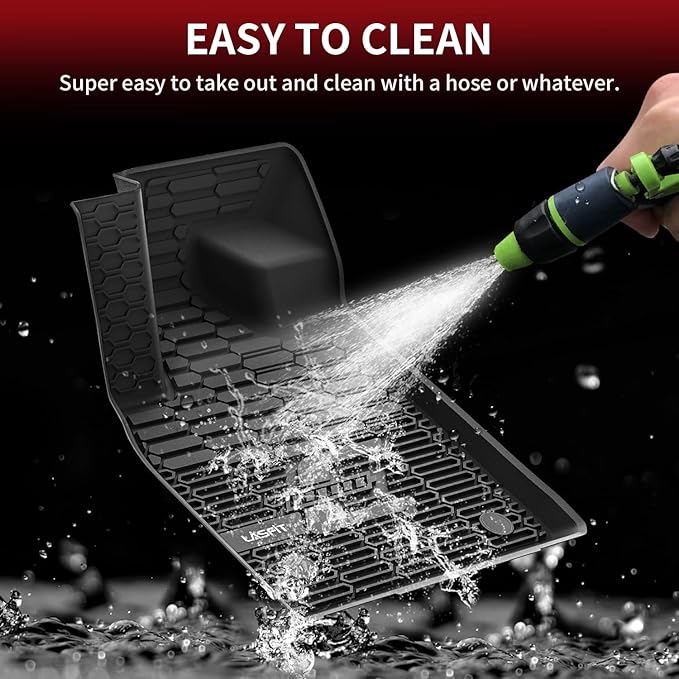 LASFIT Floor Mats for Ford Mustang Mach-E 2021-2025 TPE All Weather Protector Car Liners, 1st & 2nd Row, 3pcs Black