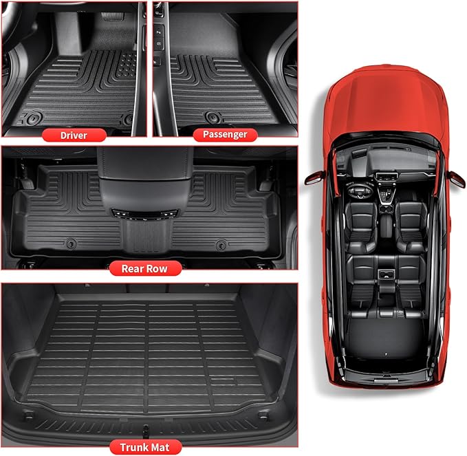 Wayhigh-Floor Mats and Cargo Mat Set Fit for 2025 2026 Nissan Armada/Infiniti QX80 7 Seats (Bucket Seat) All Weather TPE Car Mats Waterproof Heavy Duty Rubber Floor Liners for Armada 2025 Accessories