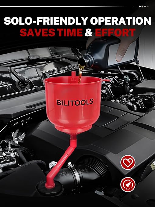 BILITOOLS No-Spill Coolant Funnel Kit - 12PCS Specialized Radiator Coolant Filling Funnel Kit, Radiator Flush Kit Includes 5 Adapters, Extensions, Compatible with Ford GM|Air Bleeding, Drip-Free