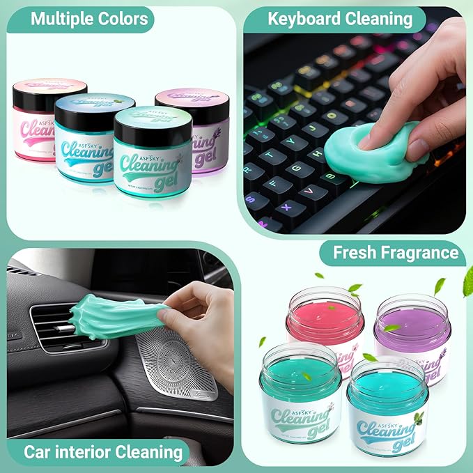 ASFSKY Car Cleaning Gel (Green,Magnolia) Cleaning Putty Universal Dust Cleaning Car Interior Cleaner Keyboard Dust Remover Car Slime Gifts for Men Women Girl（1 Pack）