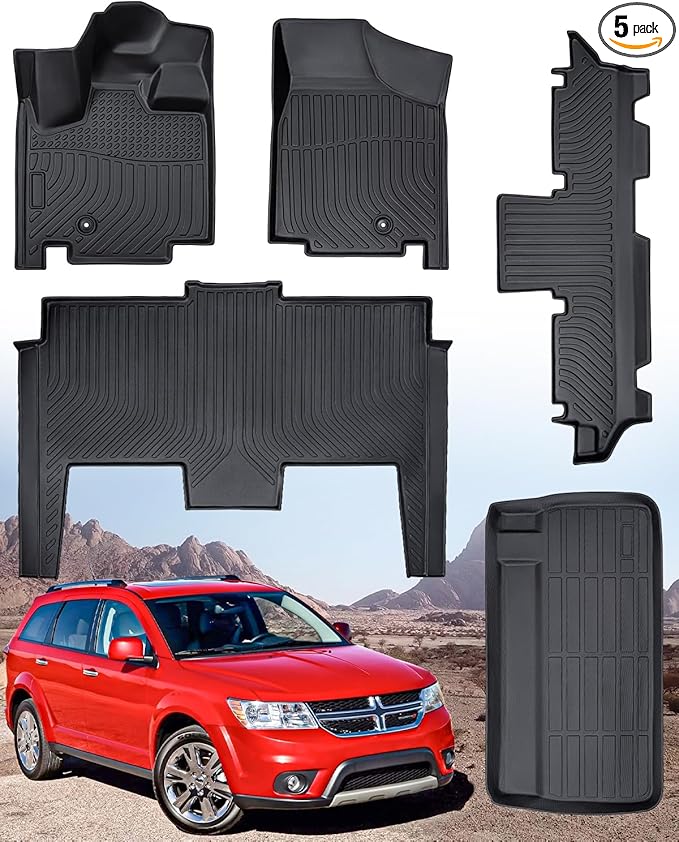 All Weather Floor Mats for Dodge Grand Caravan 2008-2021 Waterproof 7 Seats Anti-Slip Rubber Heavy Duty 3 Row Cargo Liner for Caravan SE/SXT/Crew Accessories 2019 2018 2017 2016 2015 2014 2013 2012
