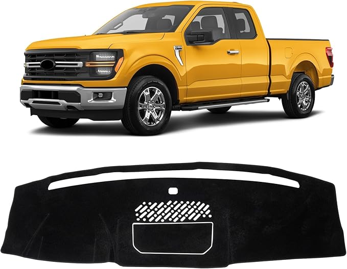 KUST Car Dash Cover for Ford F-150/F150 2021-2026 (Only fits for 12-inch Touch Screen Dashboard) Polyester Dashboard Cover Non-Slip Interior Accessories for F150 Custom Fit Dash Mat Black