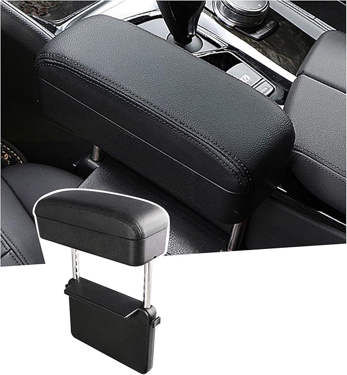 SKTU Auto Car Armrest Extender Support Elbow & Forearm Arm Wrist Rest Support Adjustable Height Comfort Pad Universal Fit for Most Car Models Center Console (Black with Organizer)