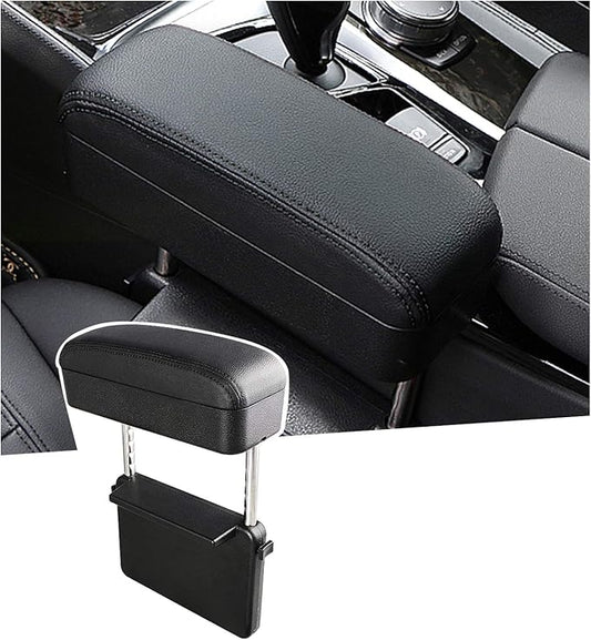 SKTU Auto Car Armrest Extender Support Elbow & Forearm Arm Wrist Rest Support Adjustable Height Comfort Pad Universal Fit for Most Car Models Center Console (Black with Organizer)