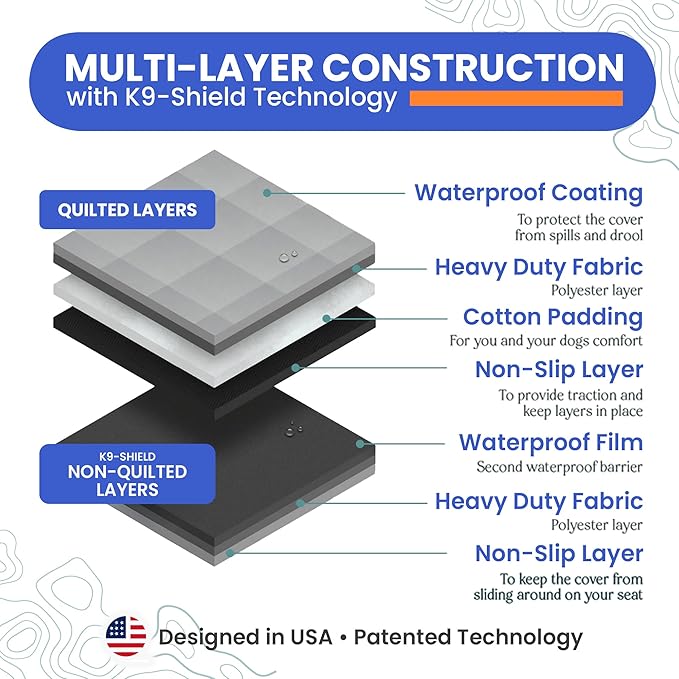 4Knines Dog Backseat Cover with Hammock for Cars, SUVs, and Trucks – Waterproof Layers, Nonslip Seat Protector, Durable Nylon Clips, K9 Shield with Heavy Duty Thread, (Regular, Black)