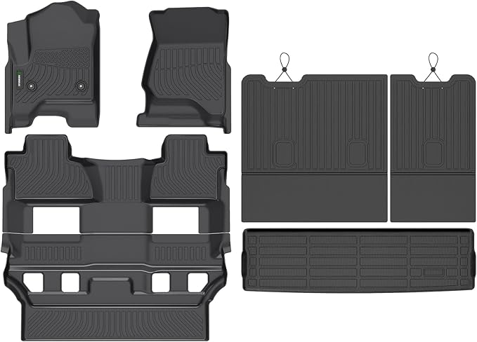 ANBINGO®Floor Mats Fit for Chevy Tahoe/GMC Yukon 2015-2020(Bucket Seat / 7 Seat)(Not for XL)&Cargo Liners&Seatback All Weather Mats for Tahoe TPE Car Rugs for Yukon Rubber Trunk Carpet for Tahoe