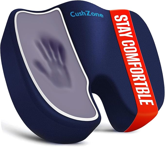 XXL Seat Cushion Office Car Seat Cushion, Memory Foam Cushion for Office Chair, Car Seat, Airplane, Bleacher Non-Slip Chair Pad, Butt Pillow for Desk, Wheelchair, Car (Blue)