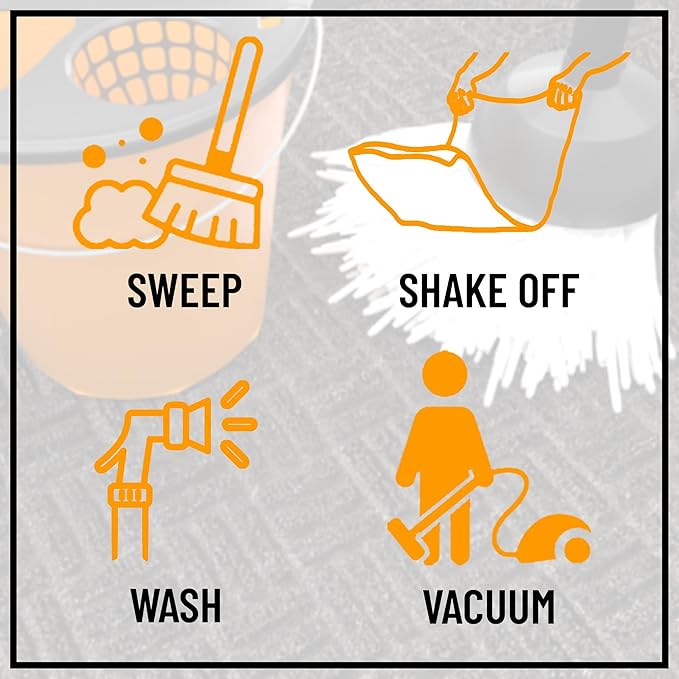 Ottomanson Heavy Duty Rubber Floor Mat – Non-Slip, Waterproof, Easy to Clean – Utility Rug for Entryway, Kitchen, Garage, or Patio – Stain Resistant, Hose Washable – 24" x 36", Charcoal