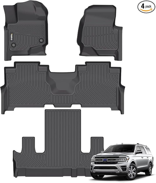 Wailtnb-All Weather Floor Mats for Ford Expedition Max Bucket 2021-2024 7 Seat Liners Custom Fit Ford Expedition Max Bucket 2021-2024 7 Seat Waterproof Durable Easy to Clean Accessories