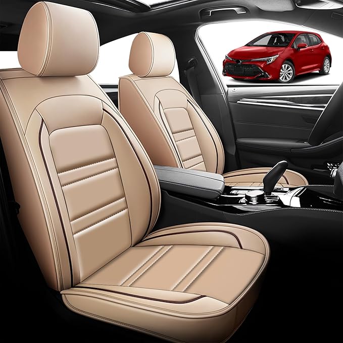 Seat Cover for Toyota Corolla 1997-2025 | Car Seat Covers Front Seats, Waterproof Seat Protectors, Automotive Front Seat Covers (Front Seat, Beige)
