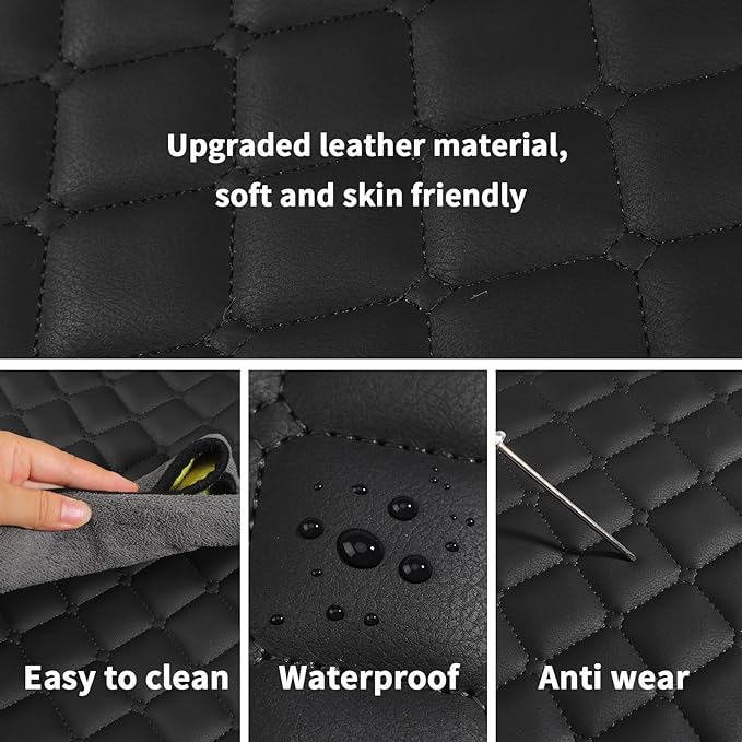 2pcs Car Seat Covers for Upgrade Leather,Car Seat Protector Water Proof Material,No Slip Soft,Side Wrapping,Bottom Seat Covers Universal for Most Automotive,Vans,Trucks,Suvs (Black)