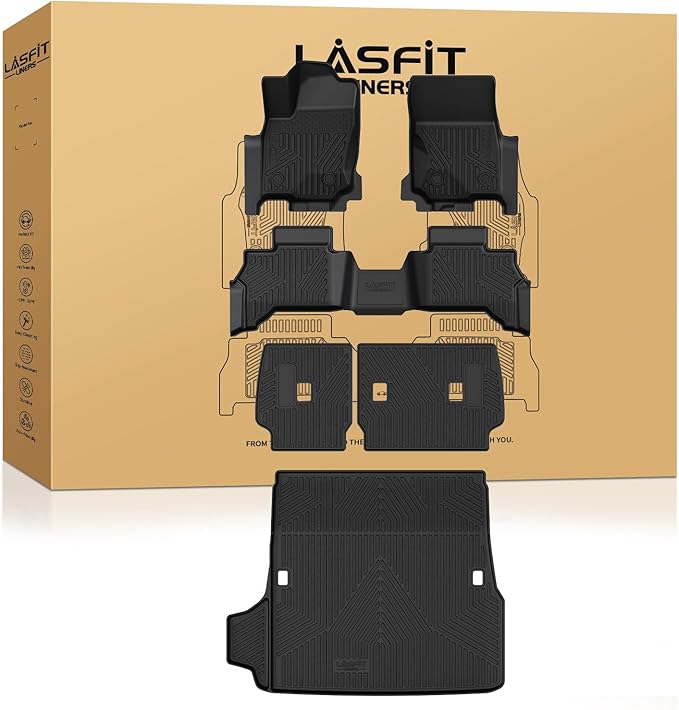 LASFIT Floor Mats for Toyota 4Runner 2025 2026 5 Seats(Not fit Hybrid) wtih Trunk mat&backrest mat, All Weather TPE Custom Fit Floor Liner for 4 Runner SR5/TRD/Limited 6th gen Front&Rear Car Mats