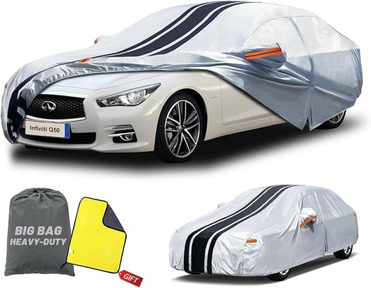 [2025 Upgrade] Car Cover Custom Fit for Infiniti Q50 Sedan (2013-2025), Waterproof All Weather for Automobiles Full Exterior Cover Rain Sun Snow UV Protector.