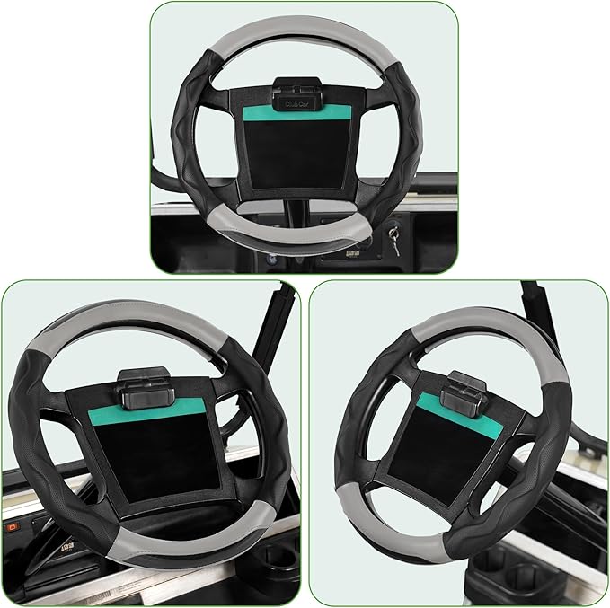 10L0L Golf Cart Steering Wheel Cover for Yamaha, Club Car DS & Precedent, 14 Inch Black Gray