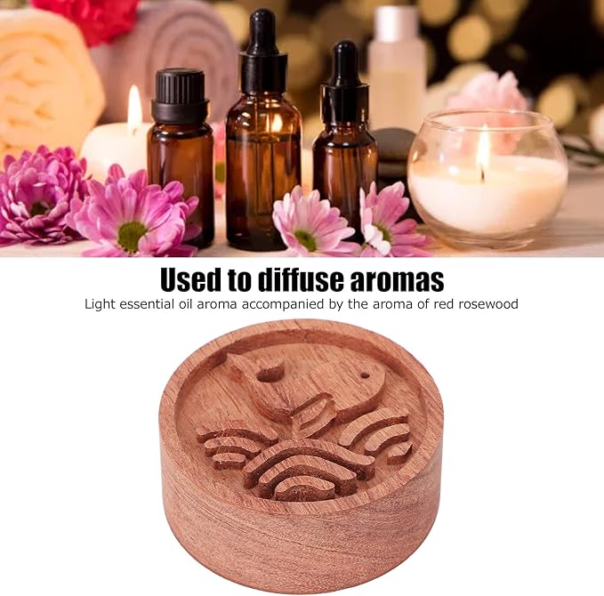 Wood Essential Oil Diffuser, Mini Round Wooden Grain Portable Air Freshener, Oil Diffusers Aromatherapy, for Car Living Room Home Office