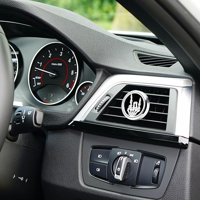 30mm Car Essential Oil Diffuser Vent Clips Air Freshener Vent Clip Aromatherapy Car Accessories 10 Felt Pads for Gift Women (Punk Rock Roll)