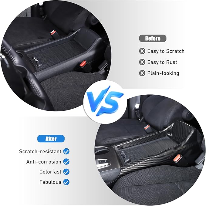 Armrest Box Frame Trim for Honda Pilot 2016-2022/ Ridgeline 2020-2023/ Passport 2019-2023 Accessories, ABS Center Console Armrest Box Frame Protective Cover (Carbon Fiber Pattern)