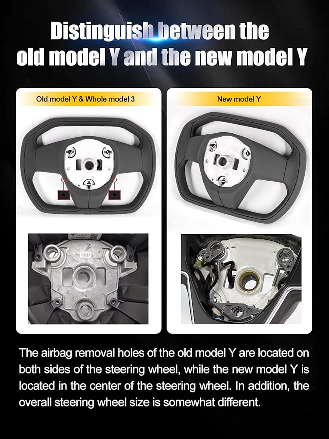 ZIMABLUE For Cybertruck-Style Heated Steering Wheel for Tesla Model 3 (2017–2023) & Model Y (2020–2024) | Black Microfiber Leather | Black Center Stripe | Factory-Matched 1:1 Fitment