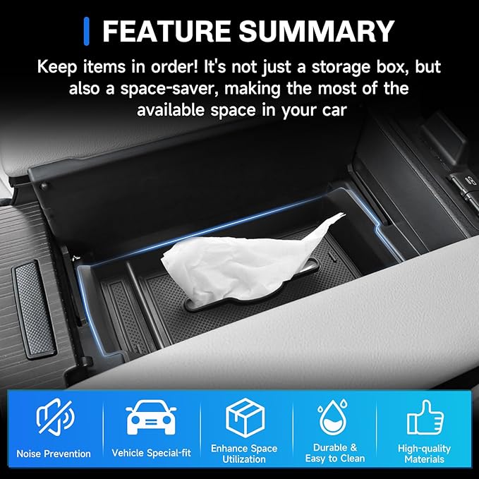 SXCY for 2025 Toyota Sienna Center Console Organizer for Toyota Sienna 2021-2025 Center Console Tray 2024 2025 Sienna Accessories Tissue Tray Paper Towel Organizer Enhanced Tissue Storage