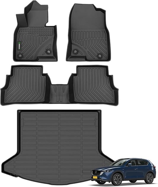 ANBINGO-Floor Mats & Cargo Liner Fit for Mazda CX5 2026 2025-2022 TPE All Weather Protection Anti-Slip Automotive 2026 CX-5 Floor Mats Trunk Mat Set CX-5 Accessories, Black